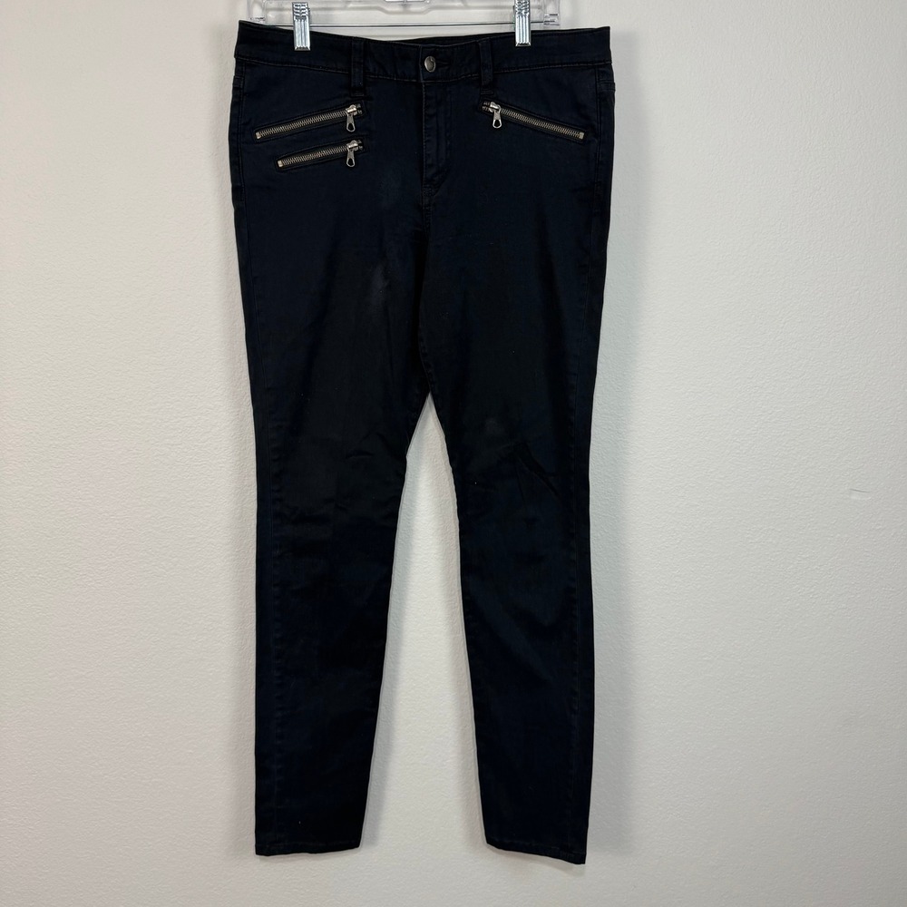 Joe's Jeans Rocker Skinny‎ Black Pants Jeans Moto Zipper Detail Women's Size 31